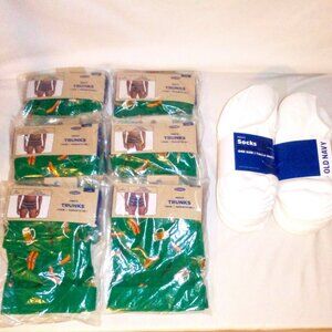 (12) Socks & (6) Trunk/Brief Bundle: Beer/Weiner. Stock Up.  3" Inseam.  New